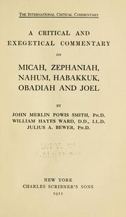 Cover of: A critical and exegetical commentary on Micah, Zephaniah, Nahum, Habakkuk, Obadiah and Joel by J. M. Powis Smith