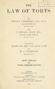 Cover of: The law of torts by Underhill, Arthur Sir