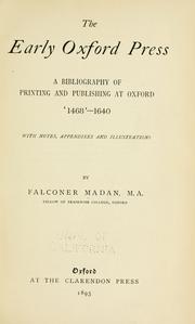 Cover of: The early Oxford press by Falconer Madan