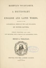 Cover of: Manipulus vocabulorum by Peter Levens