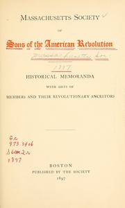 Cover of: ...Roll of membership with ancestral records... by Sons of the American Revolution. Massachusetts Society.