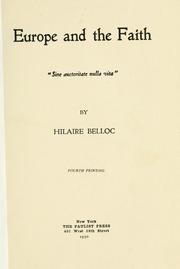 Cover of: Europe and the faith... by Hilaire Belloc