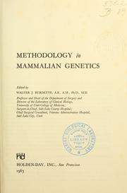 Cover of: Methodology in mammalian genetics. by Walter J. Burdette