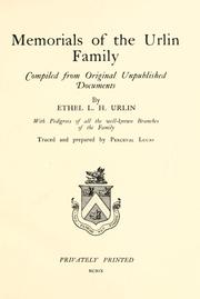 Cover of: Memorials of the Urlin family by Ethel Lucy Hargreave Urlin