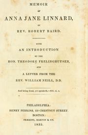 Memoir of Anna Jane Linnard by Rev. Robert Baird D.D.