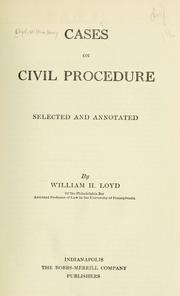 Cover of: Cases on civil procedure by Lloyd, William Henry