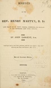 Cover of: Memoir of the Rev. Henry Martyn ... by Sargent, John