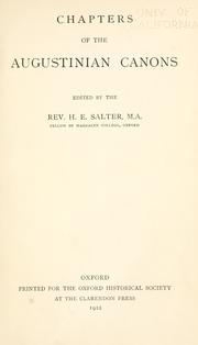 Chapters of the Augustinia canons by Augustinian canons in England.