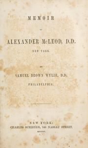 Cover of: Memoir of Alexander McLeod