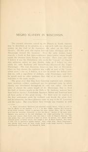 Cover of: [Negro slavery in Wisconsin. by John Nelson Davidson