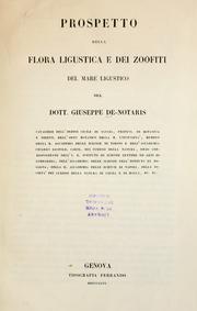 Cover of: Prospetto della flora ligustica e dei zoofiti del more Ligustico by Giuseppe De Notaris