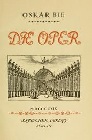 Cover of: Die oper. by Oskar Bie