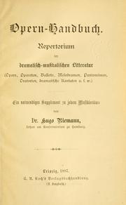 Cover of: Opern-handbuch by Hugo Riemann