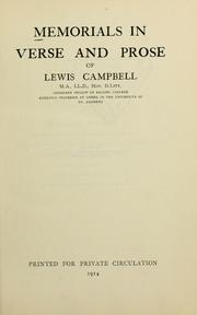 Cover of: Memorials in verse and prose of Lewis Campbell by Lewis Campbell