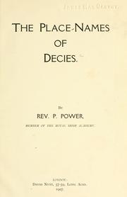 The place-names of Decies by Patrick Power