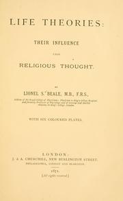 Cover of: Life theories; their influence upon religious thought.