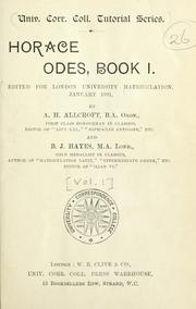 Cover of: Odes, Book 1. by Horace