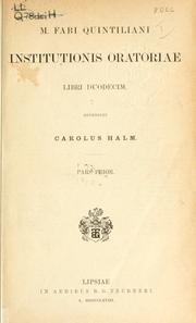 Cover of: Institutionis oratoriae, libri duodecim by Quintilian