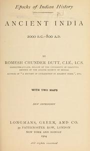 Cover of: Ancient India, 2000 B.C.-800 A.D. by Romesh Chunder Dutt
