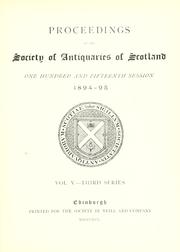 Cover of: Proceedings of the Society of Antiquaries of Scotland