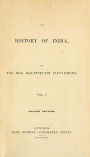 Cover of: The history of India by Mountstuart Elphinstone