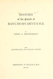 Cover of: History of the parish of Banchory-Devenick.