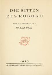 Cover of: Die Sitten des Rokoko