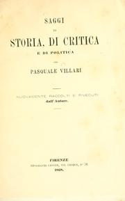 Cover of: Saggi di storia, di critica e di politica