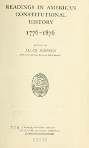 Cover of: Readings in American constitutional history, 1776-1876. by Johnson, Allen