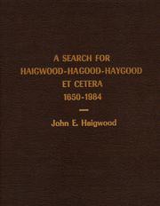 Cover of: A Search for Haigwood-Hagood-Haygood et cetera