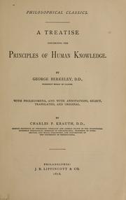 Cover of: A treatise concerning the principles of human knowledge. by Alfred Klemmt, George Berkeley, George Berkeley