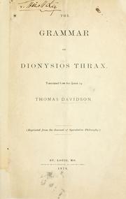 Cover of: The grammar of Dionysios Thrax by Dionysius Thrax