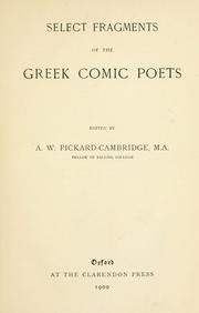 Cover of: Select fragments of the Greek comic poets.