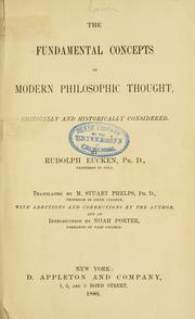 Cover of: The fundamental concepts of modern philosophic thought critically and historically considered by Rudolf Eucken, Rudolf Eucken