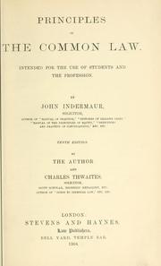 Cover of: Principles of the common law by John Indermaur