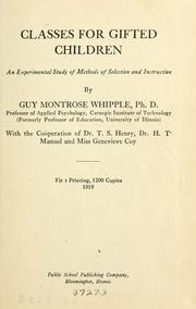 Classes for gifted children by Guy Montrose Whipple