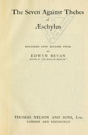 Cover of: The seven against Thebes of Aeschylus by Aeschylus