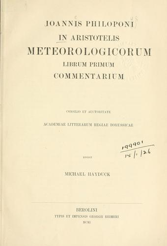 Commentaria in Aristotelem graeca. by 