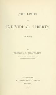 Cover of: The limits of individual liberty