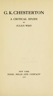 Cover of: G. K. Chesterton by Julius West