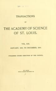Cover of: Transactions of the Academy of Science of Saint Louis. by Academy of Science of St. Louis.