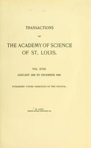 Cover of: Transactions of the Academy of Science of Saint Louis. by Academy of Science of St. Louis.