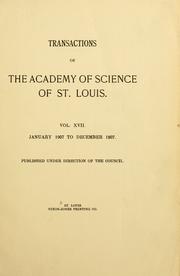 Cover of: Transactions of the Academy of Science of Saint Louis. by Academy of Science of St. Louis.