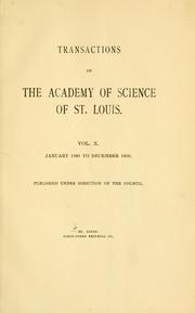 Cover of: Transactions of the Academy of Science of Saint Louis. by Academy of Science of St. Louis.