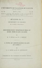 Cover of: Deformation temperatures of some porcelain glazes by R. T. Stull