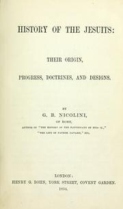 Cover of: History of the Jesuits by G. B. Nicolini