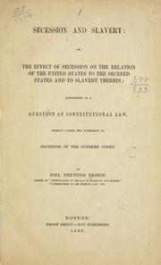 Cover of: Secession and slavery