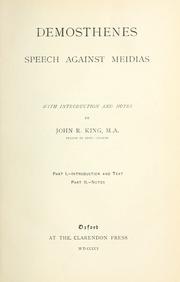 Cover of: Speech against Meidias.: With introd. and notes by John R. King.