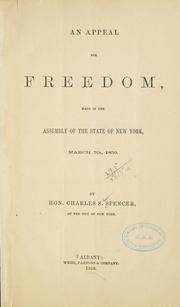 Cover of: appeal for freedom: made in the Assembly of the State of New York, March 7th, 1859