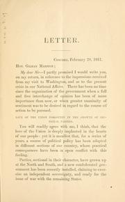 Cover of: Letter on the present crisis by Nathaniel Gookin Upham